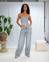 Sparkly denim tube top
