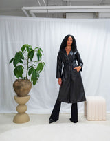 Vegan leather double breasted trenchcoat