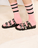 Studded western buckle details chunky sandals