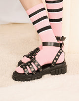 Chunky eyelet detail ankle buckle sandals