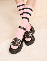Chunky eyelet detail ankle buckle sandals
