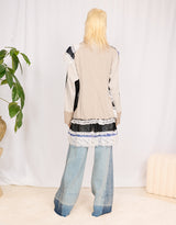 Vintage customized sports blazer with logo patches and lace