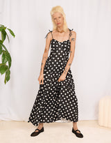 Polkadot strappy midi dress