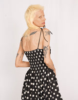 Polkadot strappy midi dress