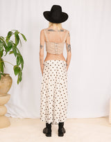 Polkadot flowy midi skirt