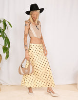 Polkadot flowy midi skirt