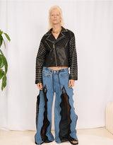 Studded vegan leather biker jacket