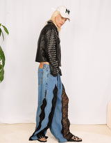 Studded vegan leather biker jacket