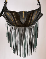 Handcrafted western fringe stud shoulder bag