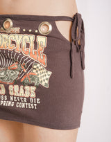 Vintage customized upcycled eyelet skirt with straps