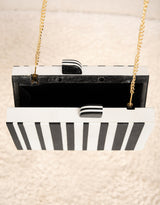 Handcrafted striped box clutch bag