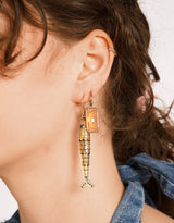 Handcrafted brass fish skeleton drop earrings