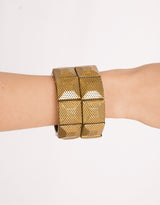 Handcrafted geometric block brass cuff bracelet