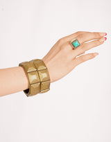 Handcrafted geometric block brass cuff bracelet