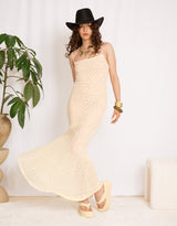 Sheer crochet mermaid maxi dress
