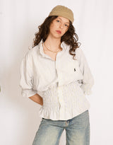 Vintage customized Ralph Lauren short sleeve smocked blouse