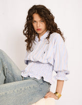 Vintage customized Ralph Lauren short sleeve smocked blouse