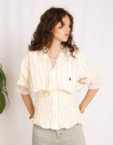 Vintage customized Ralph Lauren short sleeve smocked blouse