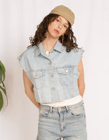 Sparkly short sleeve denim jacket