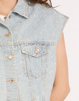 Sparkly short sleeve denim jacket