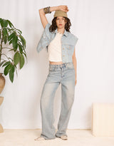 Sparkly short sleeve denim jacket