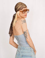Sparkly detail denim tube top
