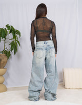 Sparkly sheer body with diamonds