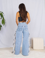 Vintage customized lace zipper jeans