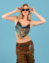 Venus scarf shaped back tie top