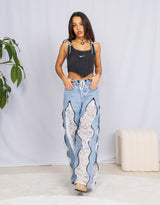 Vintage customized lace zipper jeans