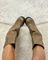 Vegan leather fold over midi boots