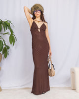 Sparkly cut out detail long dress