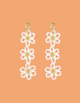 Beaded triple flower earrings