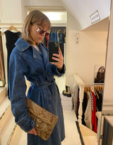 Belted denim trenchcoat