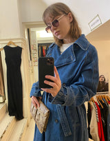Belted denim trenchcoat