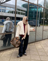 Big collar faux fur coat