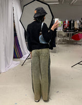 Contrasting side detail baggy jeans