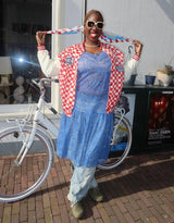 Checkered motor race bomber jacket