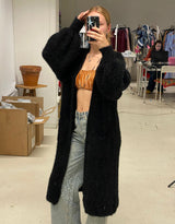 Chunky knit balloon sleeve long cardigan