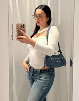 Denim stars details handbag