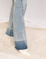 Wide leg jeans with contrasting ankle details