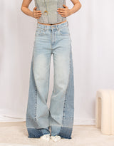 Wide leg jeans with contrasting ankle details