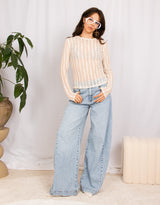 Floral sheer lace top