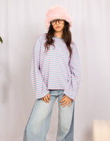 Striped boxy long sleeves sweater
