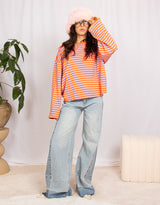 Striped boxy long sleeves sweater