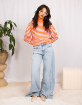 Striped high neck sweater