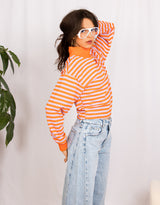 Striped high neck sweater