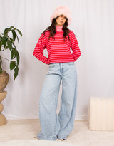 Striped high neck sweater