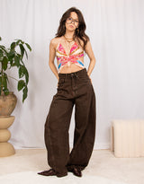 Balloon fit reversed detail jeans