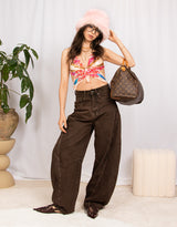 Balloon fit reversed detail jeans